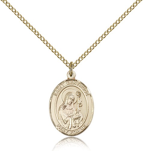 St. Gertrude of Nivelles Medal, Gold Filled, Medium - Gold-tone