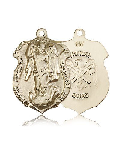 St. Michael National Guard Medal, 14 Karat Gold - 14 KT Yellow Gold