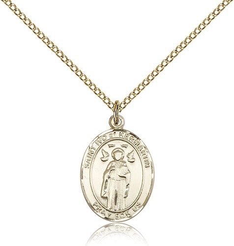 St. Ivo Medal, Gold Filled, Medium - Gold-tone