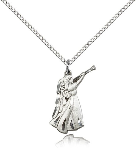 Guardian Angel Medal, Sterling Silver - 18&quot; 1.2mm Sterling Silver Chain + Clasp