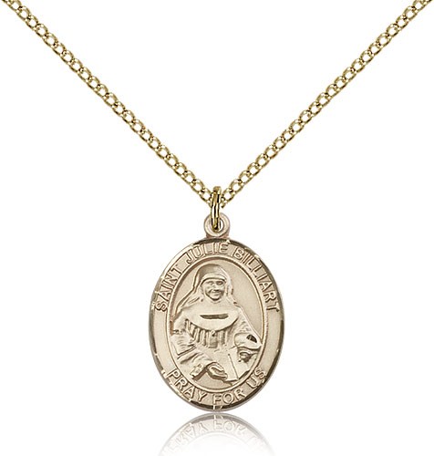 St. Julie Billiart Medal, Gold Filled, Medium - Gold-tone