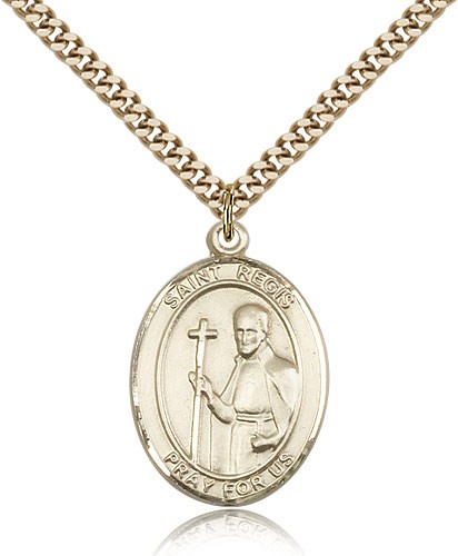 St. Regis Medal, Gold Filled, Large - 24&quot; 2.4mm Gold Plated Chain + Clasp