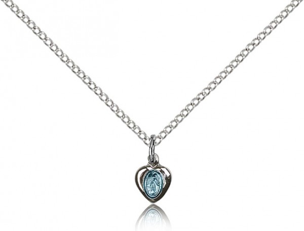 Miraculous Medal, Sterling Silver - 18&quot; 1.2mm Sterling Silver Chain + Clasp