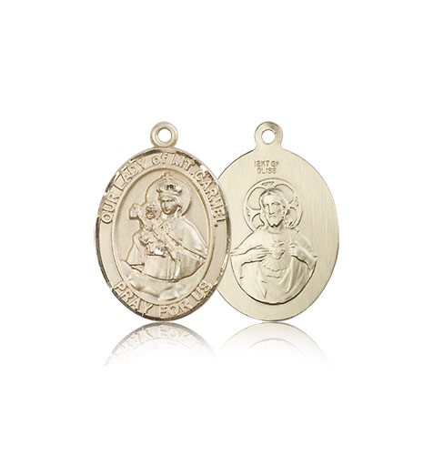 Our Lady of Mount Carmel Medal, 14 Karat Gold, Medium - 14 KT Yellow Gold