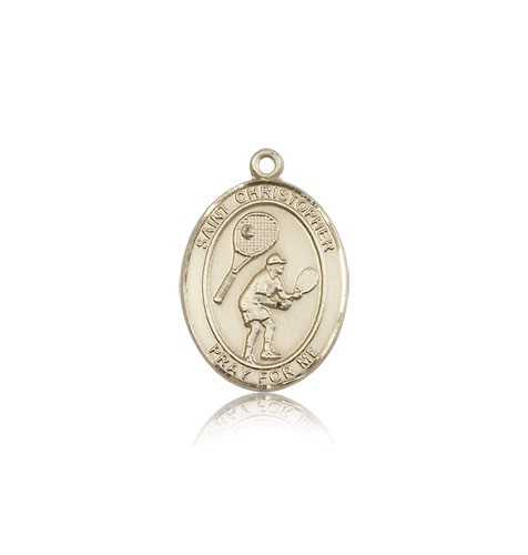 St. Christopher Tennis Medal, 14 Karat Gold, Medium - 14 KT Yellow Gold