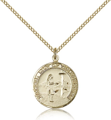 St. Kateri Medal, Gold Filled - Gold-tone