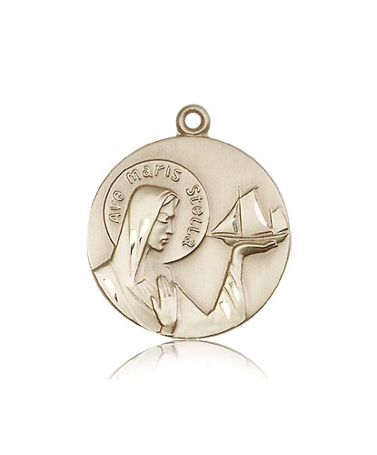 Our Lady Star of the Sea Medal, 14 Karat Gold - 14 KT Yellow Gold