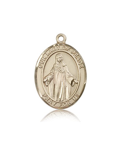 Our Lady of Peace Medal, 14 Karat Gold, Large - 14 KT Yellow Gold