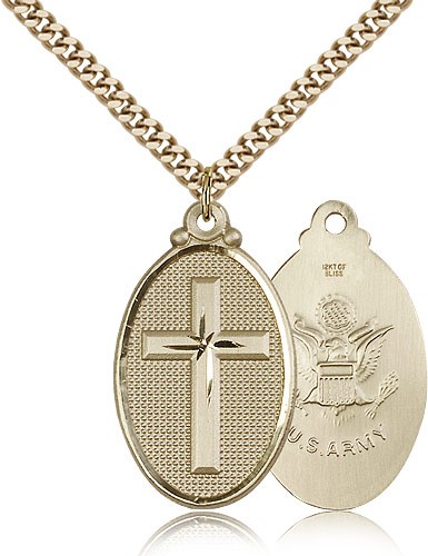Air Force Cross Pendant, Gold Filled - 24&quot; 2.4mm Gold Plated Endless Chain
