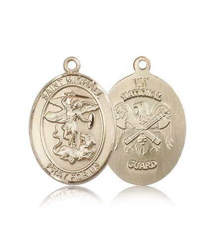 St. Michael National Guard Medal, 14 Karat Gold, Large - 14 KT Yellow Gold