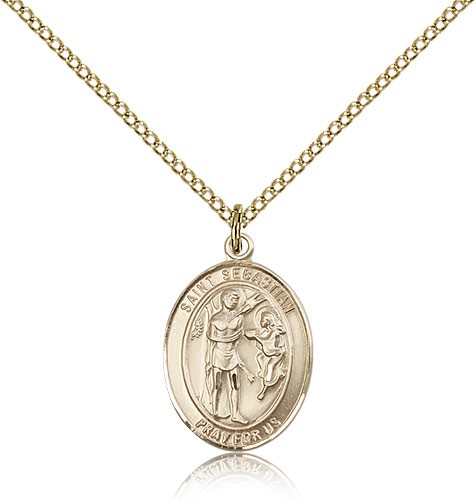 St. Sebastian Medal, Gold Filled, Medium - Gold-tone