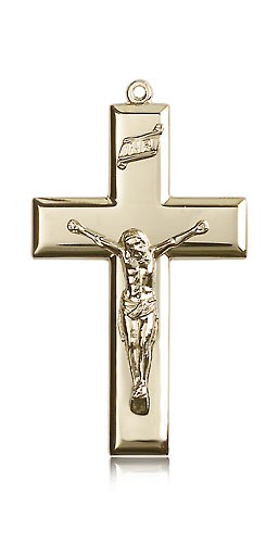 Crucifix Pendant, 14 Karat Gold - 14 KT Yellow Gold