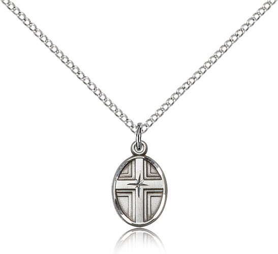 Cross Pendant, Sterling Silver - 18&quot; 1.2mm Sterling Silver Chain + Clasp