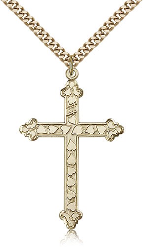 Cross Pendant, Gold Filled - 24&quot; 2.4mm Gold Plated Endless Chain