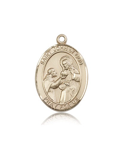 St. John of God Medal, 14 Karat Gold, Large - 14 KT Yellow Gold