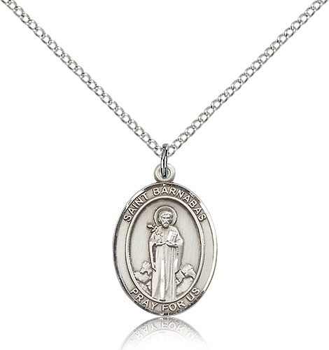 St. Barnabas Medal, Sterling Silver, Medium - 18&quot; 1.2mm Sterling Silver Chain + Clasp