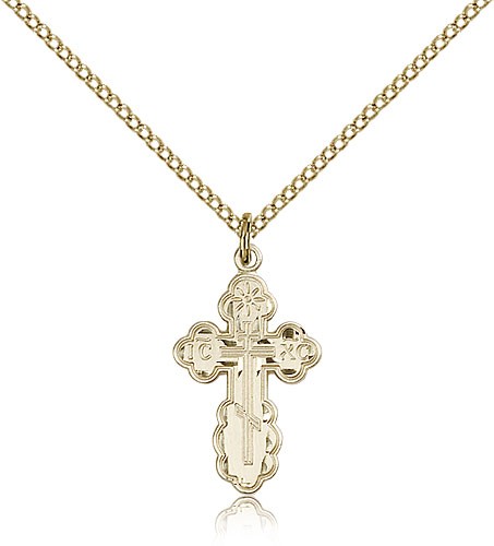 St. Olga Cross Pendant, Gold Filled - Gold-tone