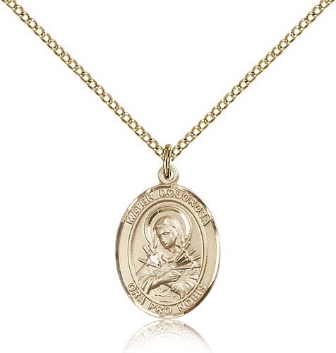 Mater Dolorosa Medal, Gold Filled, Medium - Gold-tone