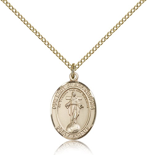 Our Lady of All Nations Medal, Gold Filled, Medium - Gold-tone