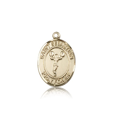 St. Sebastian Cheerleading Medal, 14 Karat Gold, Medium - 14 KT Yellow Gold