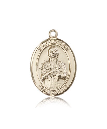 St. Kateri Medal, 14 Karat Gold, Large - 14 KT Yellow Gold