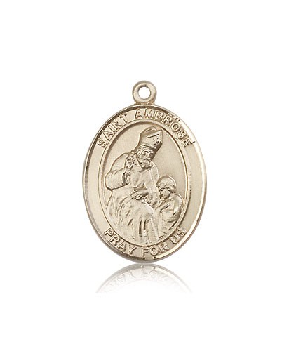St. Ambrose Medal, 14 Karat Gold, Large - 14 KT Yellow Gold
