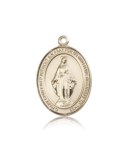 Miraculous Medal, 14 Karat Gold, Large - 14 KT Yellow Gold