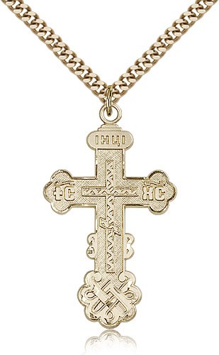 Cross Pendant, Gold Filled - 24&quot; 2.4mm Gold Plated Endless Chain