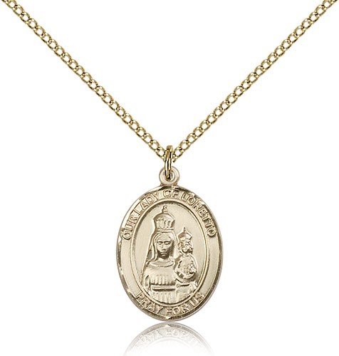 Our Lady of Loretto Medal, Gold Filled, Medium - Gold-tone