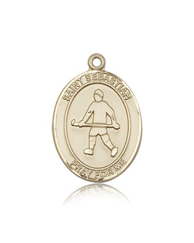 St. Sebastian Field Hockey Medal, 14 Karat Gold, Large - 14 KT Yellow Gold