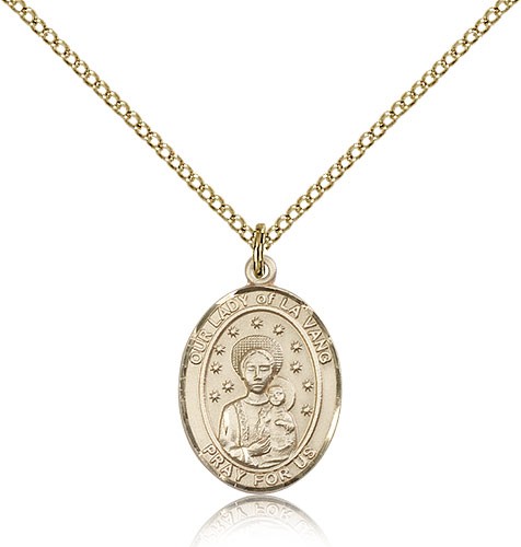 Our Lady of La Vang Medal, Gold Filled, Medium - Gold-tone