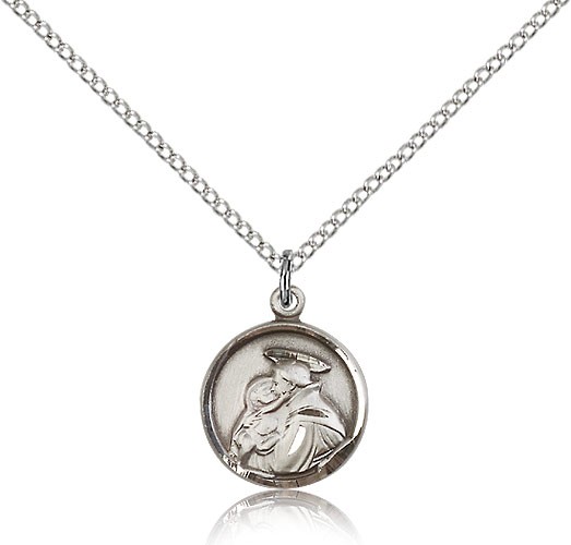 St. Anthony Medal, Sterling Silver - 18&quot; 1.2mm Sterling Silver Chain + Clasp