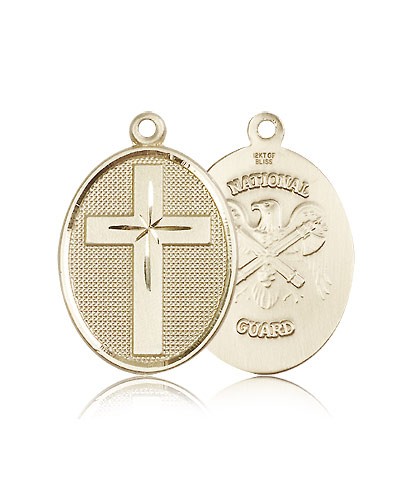 National Guard Cross Pendant, 14 Karat Gold - 14 KT Yellow Gold