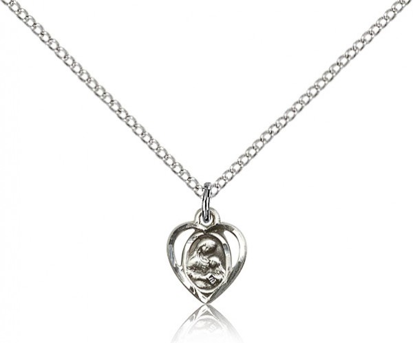 St. Ann Medal, Sterling Silver - 18&quot; 1.2mm Sterling Silver Chain + Clasp