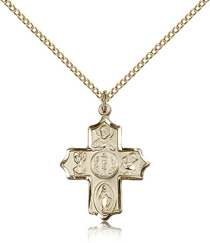 4 Way Cross Pendant, Gold Filled - Gold-tone