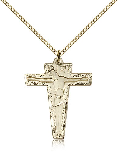 Primative Crucifix Pendant, Gold Filled - Gold-tone