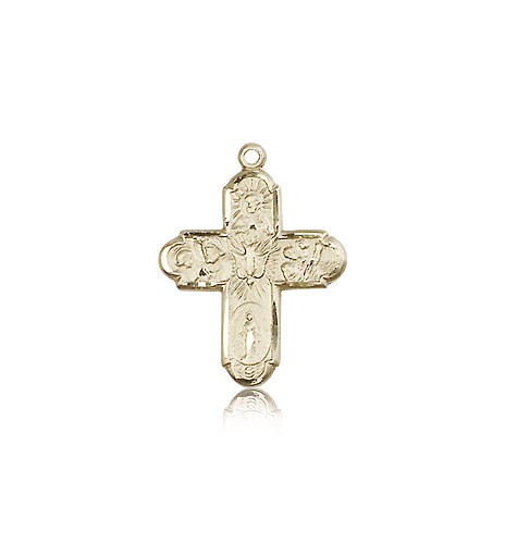 5 Way Cross Pendant, 14 Karat Gold - 14 KT Yellow Gold