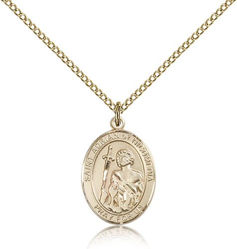 St. Adrian of Nicomedia Medal, Gold Filled, Medium - Gold-tone