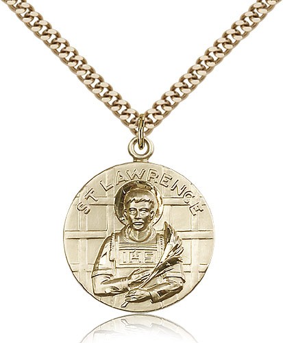 St. Lawrence Medal, Gold Filled - 24&quot; 2.4mm Gold Plated Endless Chain