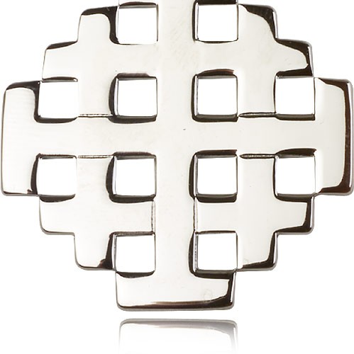 Cross Pendant, Sterling Silver - 24&quot; 2.4mm Rhodium Plate Endless Chain