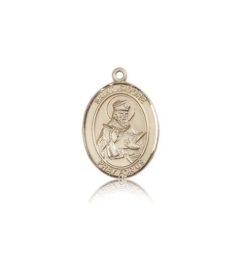 St. Isidore of Seville Medal, 14 Karat Gold, Medium - 14 KT Yellow Gold