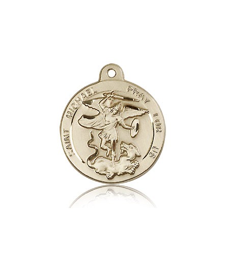 St. Michael the Archangel Medal, 14 Karat Gold - 14 KT Yellow Gold