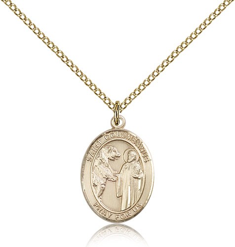 St. Columbanus Medal, Gold Filled, Medium - Gold-tone