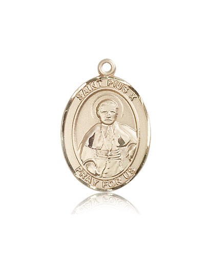 St. Pius X Medal, 14 Karat Gold, Large - 14 KT Yellow Gold