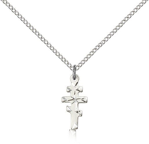 Greek Orthodox Cross Pendant, Sterling Silver - 18&quot; 1.2mm Sterling Silver Chain + Clasp