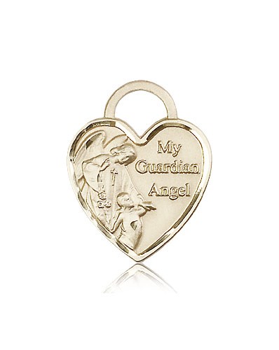 Guardian Angel Heart Medal, 14 Karat Gold - 14 KT Yellow Gold