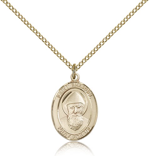 St. Sharbel Medal, Gold Filled, Medium - Gold-tone