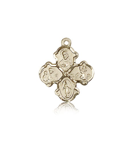 4 Way Cross Pendant, 14 Karat Gold - 14 KT Yellow Gold