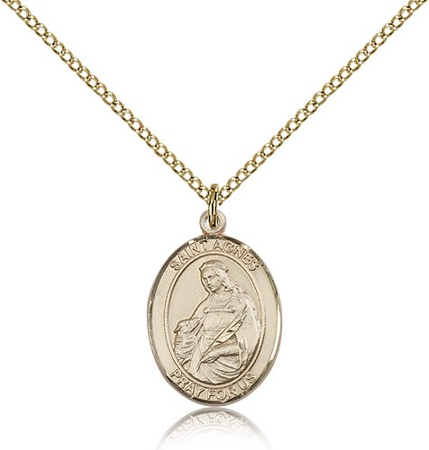 St. Agnes of Rome Medal, Gold Filled, Medium - Gold-tone