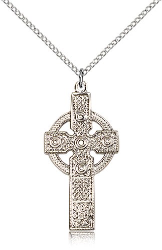 Kilklispeen Cross Pendant, Sterling Silver - 18&quot; 1.2mm Sterling Silver Chain + Clasp